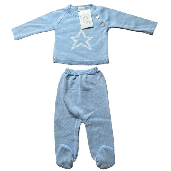 dandelion | NWT Star Knitted Sweater and Leggings Size 3-6m Light Blue White - Picture 5 of 10